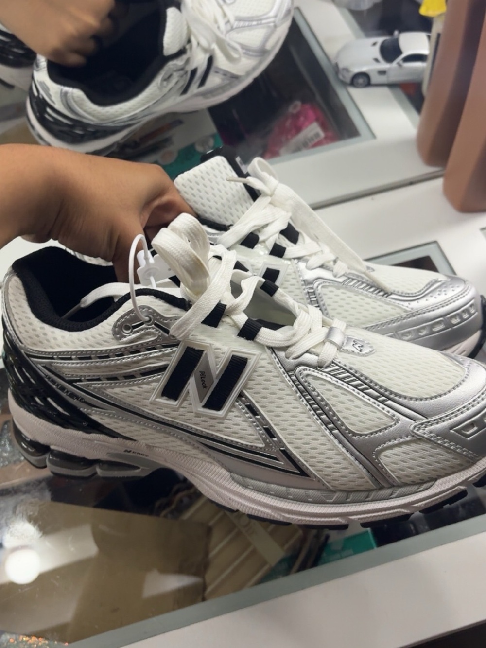 New Balance White Silver & Black Women's Running Sneakers